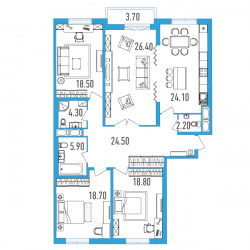 Четырёхкомнатная квартира 145.3 м²